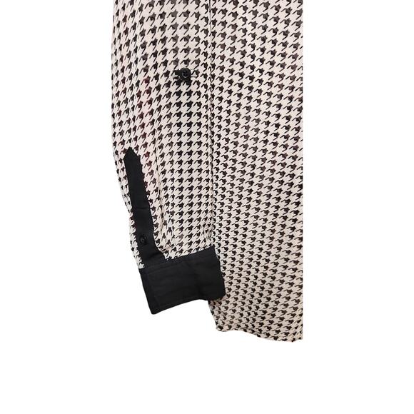 Vintage DEMOCRACY houndstooth blouse Womens size Medium Black Whimsygoth - Picture 4 of 4